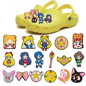 1-100PCS MINISO Anime giapponesi Ciondoli per scarpe Cartoon Scarpe Accessori Zoccoli Sandali Decorazioni Fibbia per bambini Regali per feste 1