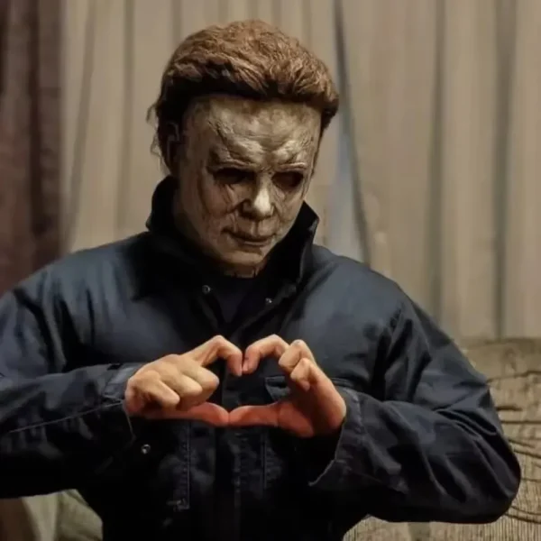 Halloween Michael Myers Mask spaventoso Killer Full Head Mask Creepy Fire Burn Scar Latex Face Mask Cosplay Costume Party puntelli coltello 3
