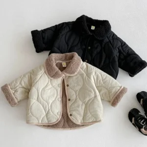 Abbigliamento invernale e autunnale per bambini Cappotto morbido per neonato Addensare giacche in pile a maniche lunghe Capispalla caldi per ragazze e ragazzi 1