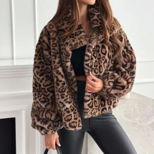 Capispalla allentato casual Autunno Inverno Donna Top New Fashion Stampa leopardata Donna Cappotti Giacche Cardigan Vestiti 1