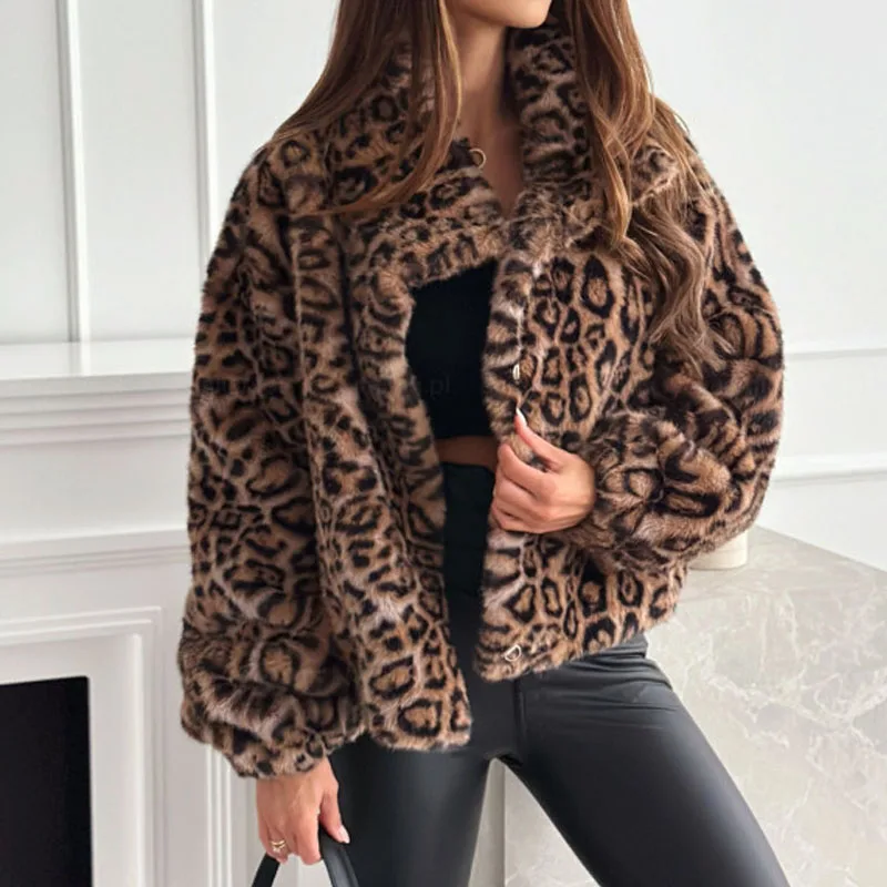 Capispalla allentato casual Autunno Inverno Donna Top New Fashion Stampa leopardata Donna Cappotti Giacche Cardigan Vestiti 1