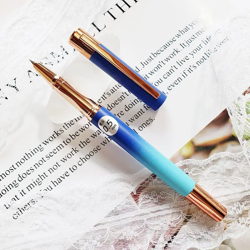 LUOSHI Studente Penna EF 0.38MM 0.5F Pennino Sostituibile Sacchetto di Inchiostro Gradiente in Metallo Mezza Punta Scrittura Liscia Stabile Forniture di Cancelleria 5