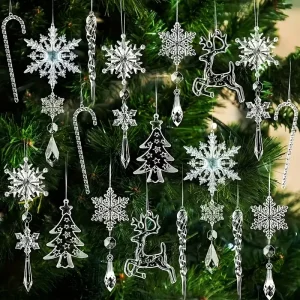 14 pz Albero Di Natale Appeso Ornamenti Acrilico Fiocco di Neve Ghiacciolo Goccia Pendenti 2025 Decorazione Di Natale Per La Casa Regali di Capodanno 1