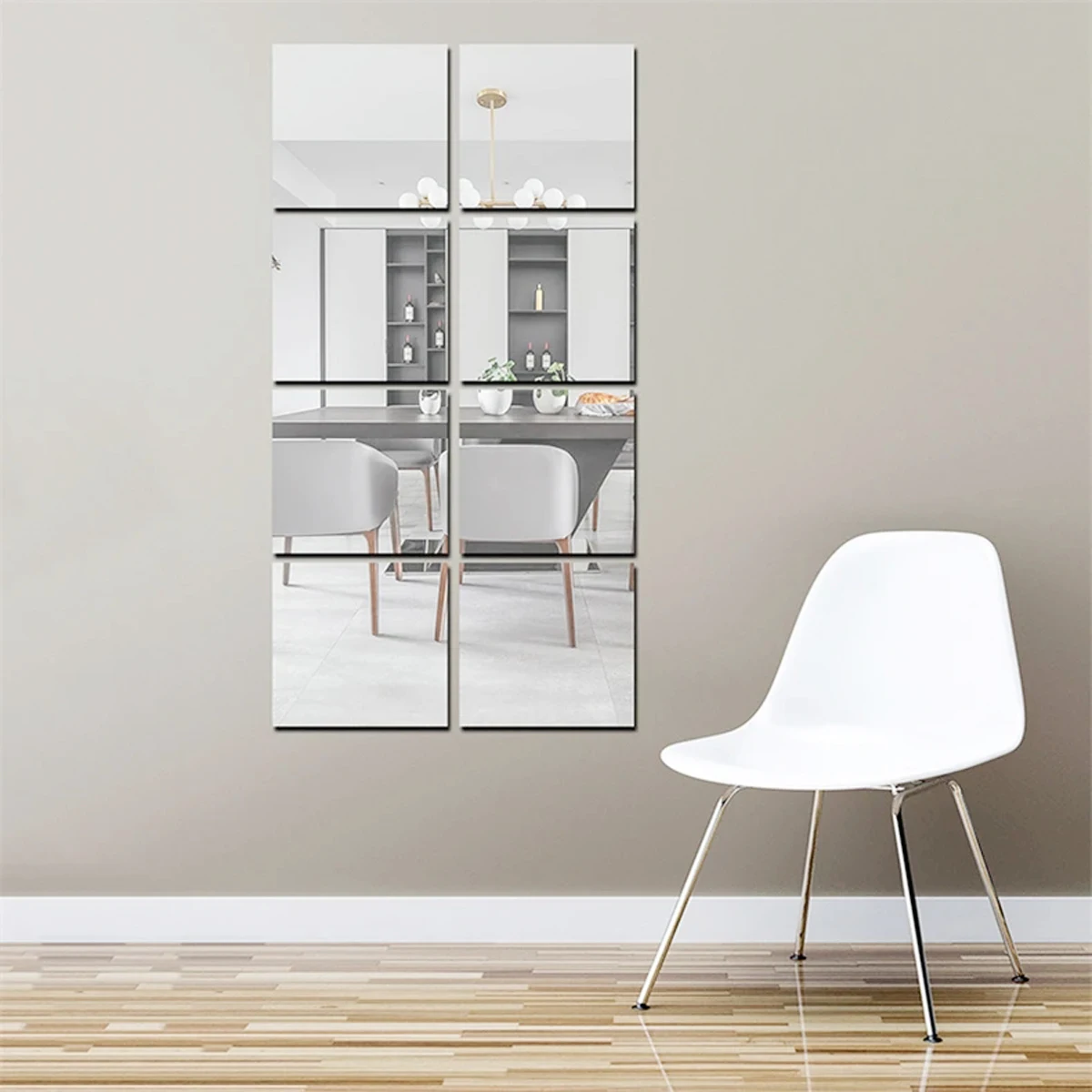 Adesivo da parete autoadesivo per specchio 3D Adesivo quadrato fai da te Adesivi per decorazioni per specchio 8 pezzi Decorazione da parete artistica Decorazioni per la casa 3