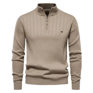 Autunno Inverno Maglione con colletto alla coreana Uomo Pullover in maglia con cerniera Maglieria in cotone spesso Uomo Maglioni caldi Maglioni casual Abbigliamento uomo 1