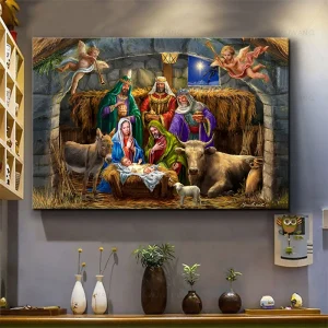 Natività cristiana Manger Scene Poster Stampe su tela Gesù Nascita Arte della parete Pittura Immagini Regalo decorativo di Natale Decorazioni per la casa 1