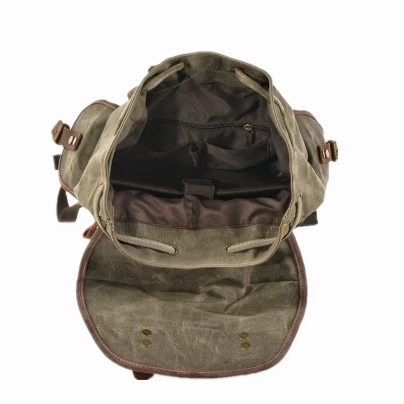 Zaini in tela vintage da uomo Zaini per laptop Zaini impermeabili Zaino vintage da viaggio per alpinismo cerato di grandi dimensioni 2