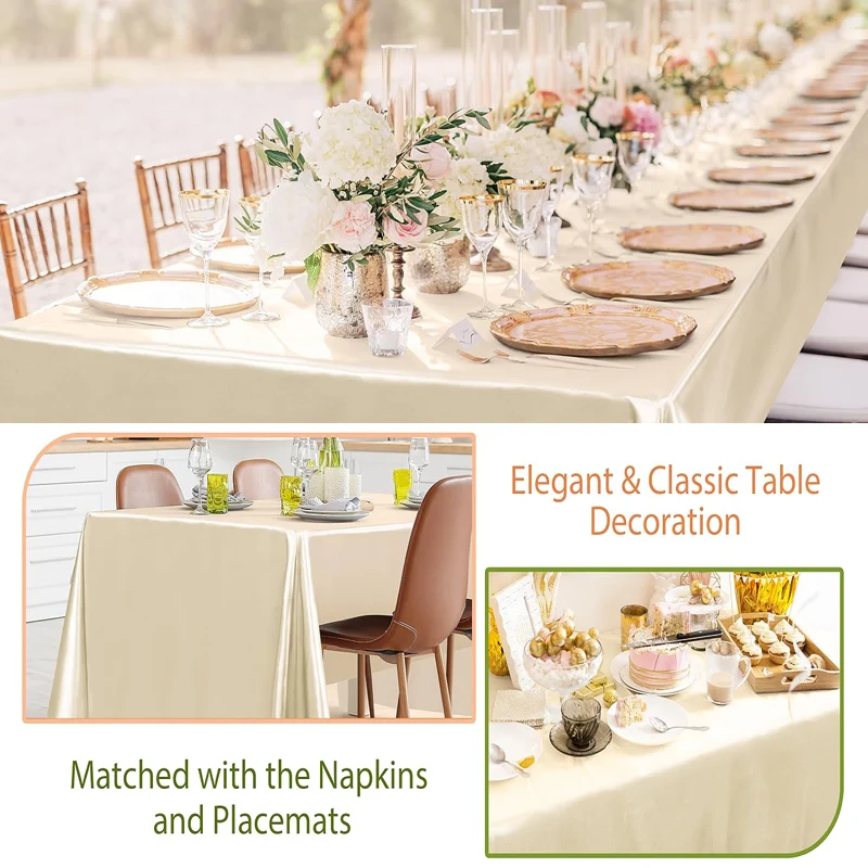 Tovaglia rettangolare in raso Tovaglia per matrimonio bianca per Natale Baby Shower Eventi di compleanno Banchetto Decorazioni per il tavolo da pranzo per la casa 2