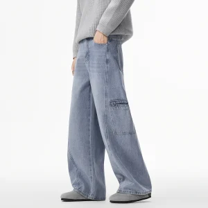 Autunno e inverno 2025 dei nuovi uomini di alta qualità gamba allentata multi-tasca cuciture N pantaloni lunghi jeans di marca di moda 1