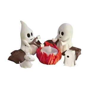 Fantasma Fuoco da campo Raccolta Luce notturna tremolante LED Ornamento da tavolo Simpatiche statue di fantasmi 3D Decorazione per feste di Halloween 1