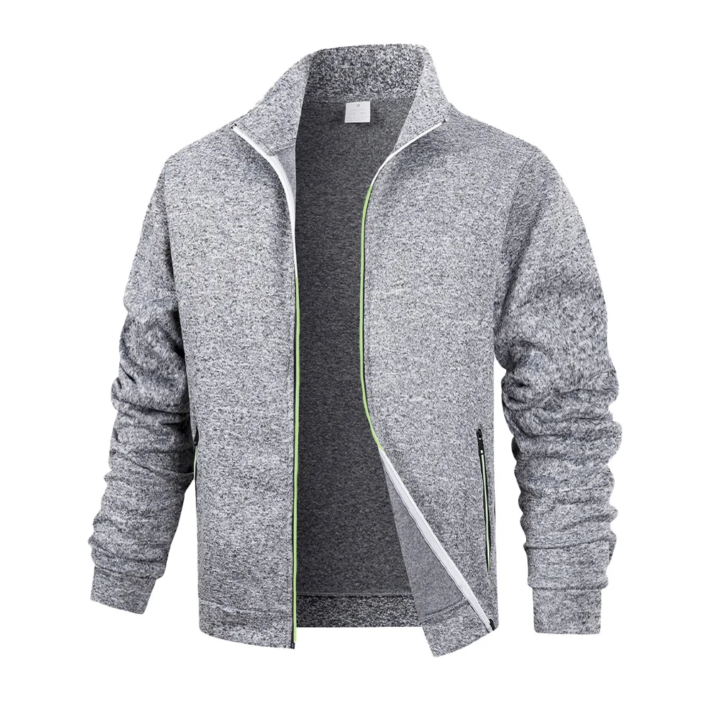 Giacche casual da uomo autunnali Cappotto cardigan con zip intera da uomo Sport Slim Fit Giacca calda antivento da esterno Felpa Abbigliamento 6