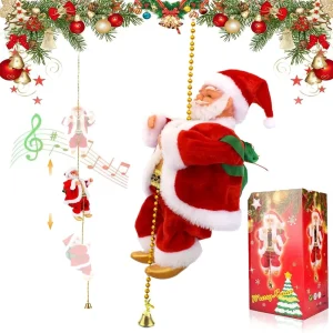 Babbo Natale da arrampicata su catena, Babbo Natale da arrampicata elettrico, Babbo Natale da arrampicata con musica, Babbo Natale da arrampicata su e giù 1