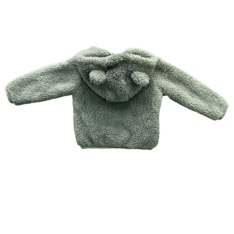 Abbigliamento per bambini Ragazzi Ragazze Cappotto 0-24 mesi Autunno Inverno Tinta unita Flanella Cerniera Capispalla con cappuccio Vestiti per neonati 3