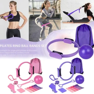 Set di anelli per pilates da 13 pezzi: attrezzatura da palestra per allenamento di forza, tonificazione e allungamento incl. Accessori per lo yoga - Tutti i livelli 1