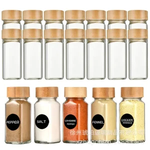 Barattolo di condimento quadrato da 40 once bottiglia di condimento al pepe 24 set bottiglia di pepe 90ml 120ml barattolo di condimento in bambù e vetro 1