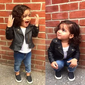 Moda Bambini Neonate Giacche in pelle Cappotto in PU per capispalla per neonati Vestiti per neonate per bambini Abbigliamento per neonati 1