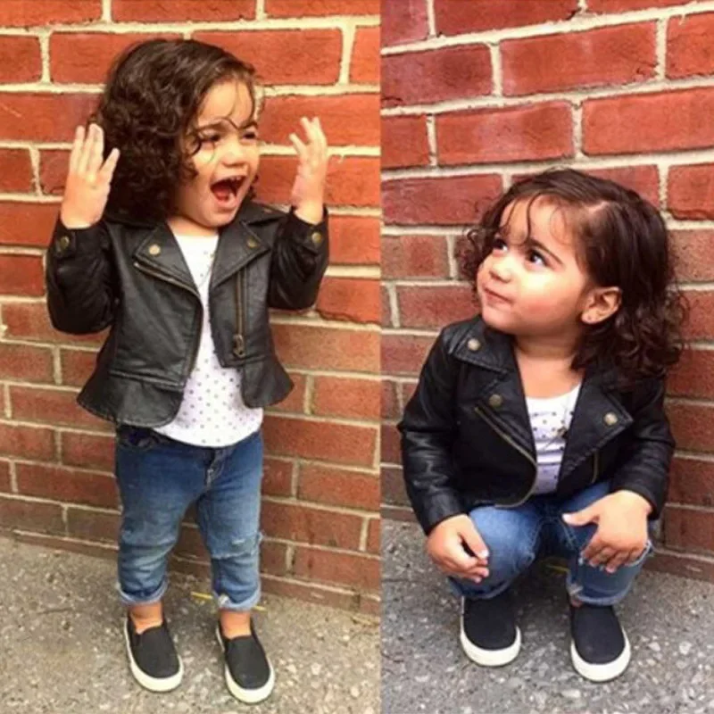 Moda Bambini Neonate Giacche in pelle Cappotto in PU per capispalla per neonati Vestiti per neonate per bambini Abbigliamento per neonati 1