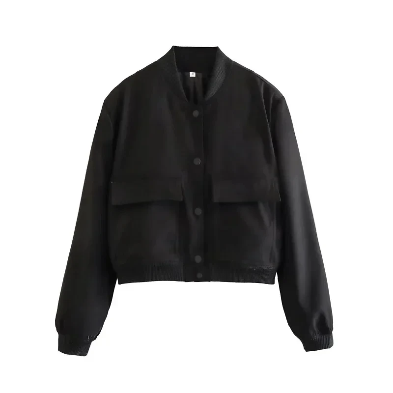 1 pz giacca bomber da donna cappotto bianco autunno inverno bottoni baseball aviatore giacche corte per donna capispalla corto a maniche lunghe 6