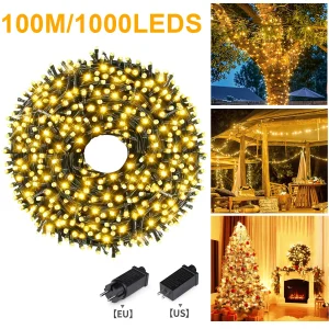 328FT-33FT 1000-100LEDS Fata LED Patio String Light Giardino esterno Ghirlanda Prato Lampada da cortile per Halloween Decorazioni natalizie 1