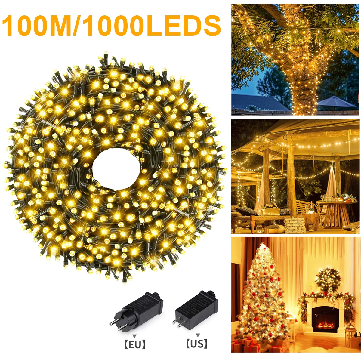 328FT-33FT 1000-100LEDS Fata LED Patio String Light Giardino esterno Ghirlanda Prato Lampada da cortile per Halloween Decorazioni natalizie 1