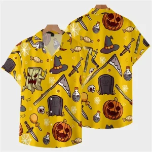 Camicia hawaiana grafica di Halloween per uomo teschio 3D stampato Aloha camicie estate Casual moda manica corta con risvolto camicetta allentata 1