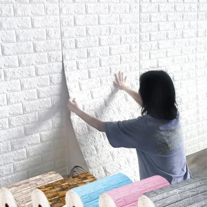 10m 3D Carta da parati Adesivi Rotolo Pannello Bianco Schiuma morbida Mattone Marmo Roccia Ciottoli Parete fai da te Home Room Decor Proteggi impermeabile 1