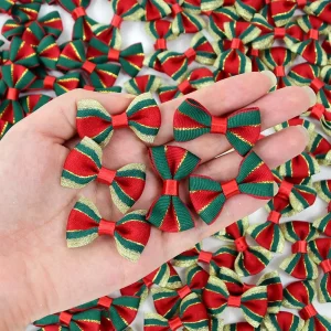 30 pz Natale Nastro di Raso Archi Fatti A Mano FAI DA TE Confezioni Regalo Decor Arco Mestiere Buon Natale Accessorio Per Capelli Natale Capodanno Navidad 1