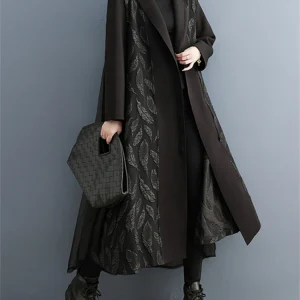 Trench da donna oversize con colletto rovesciato 2025 Nuovo cardigan capispalla moda autunno inverno casual allentato patchwork vintage 1
