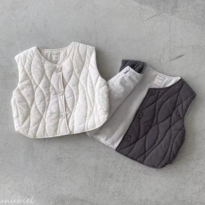 2025 inverno nuovo bambino senza maniche gilet caldo solido bambini ragazzi ragazze gilet spesso antivento infantile giacca calda cappotto vestiti per bambini 1