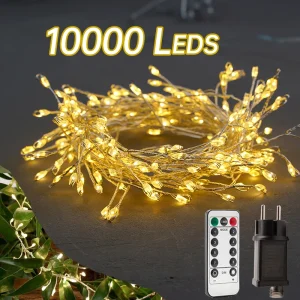 36M Cluster Filo d'argento Ghirlanda Luci della stringa Decorazione LED impermeabile per esterni Ghirlanda Spina 220V 8 modalità Lampada 1