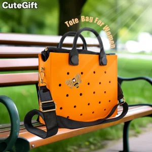 Borsa a tracolla grande in pelle EVA, borsa tote, per donna, borsa da spiaggia impermeabile casual, borsa portaoggetti alla moda con fascino 1
