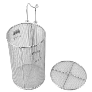 Cestello di separazione per condimenti per zuppe, colino per condimenti per spezie in acciaio inossidabile con manico telescopico pieghevole per cucinare 1