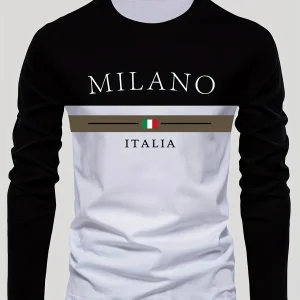 T-shirt da uomo a maniche lunghe per sport all'aria aperta per il tempo libero, girocollo, fondo autunnale, lavabile in lavatrice, moda versatile 1