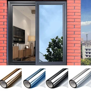 Pellicola per finestre a specchio unidirezionale multi-dimensione Privacy Adesivo per vetro con blocco solare Pellicola riflettente per controllo del calore Tinta per finestre autoadesiva 1