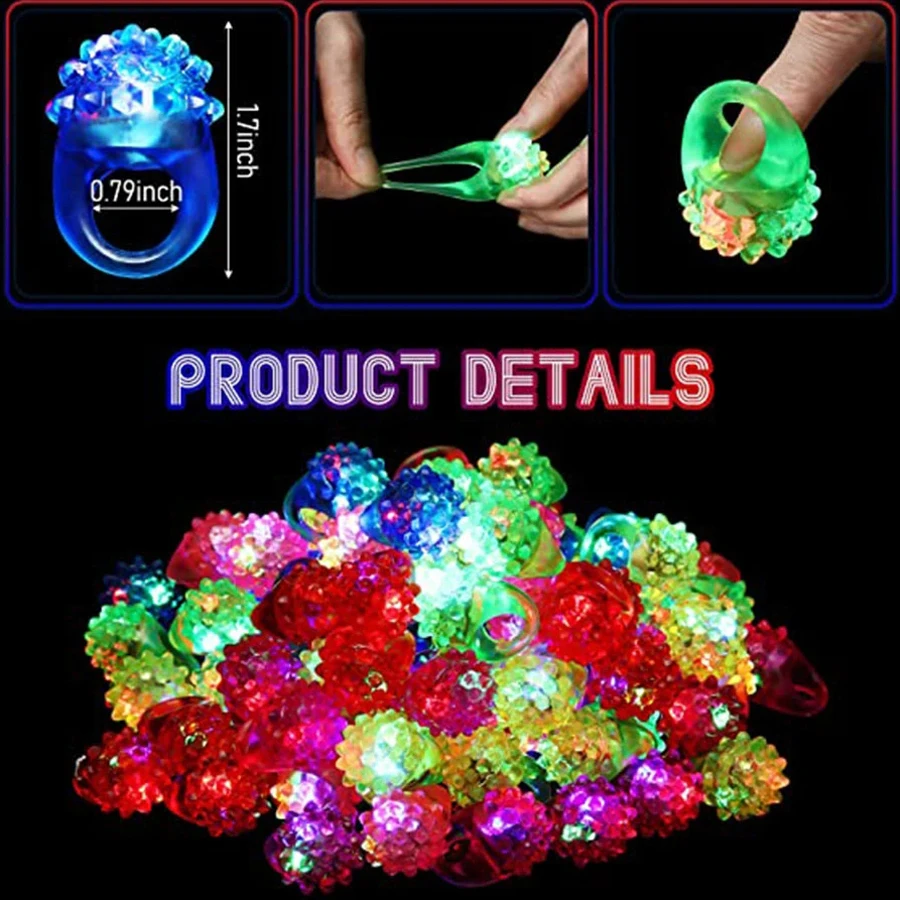 10-50 pezzi simpatici anelli luminosi a LED festa di compleanno regali in maschera decorazione Halloween Pasqua Natale carnevale forniture per feste 4