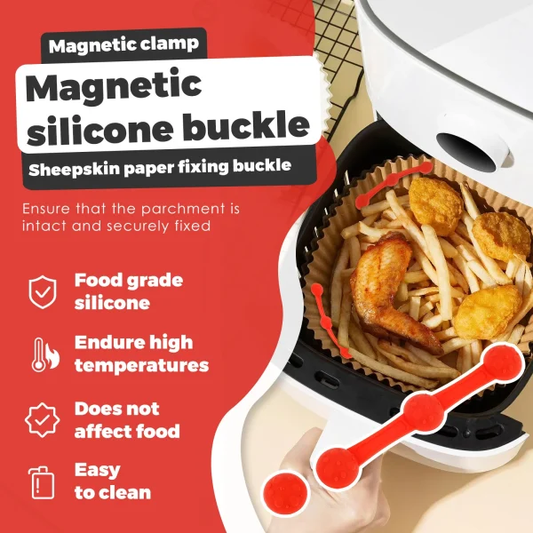 Magneti per friggitrice ad aria da 4 pezzi per tenere la friggitrice ad aria Carta pergamena Accessorio per friggitrice ad aria Supporto per rivestimento Parte di ricambio Prevenire la carta 4