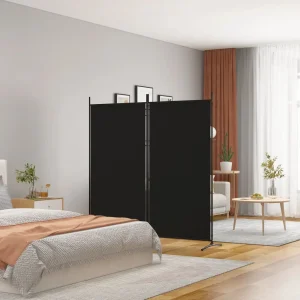 Divisorio con 2 Pannelli Neri 175x180 cm in Tessuto Prodotti per la decorazione della casa, schermi divisori, schermi privacy 1