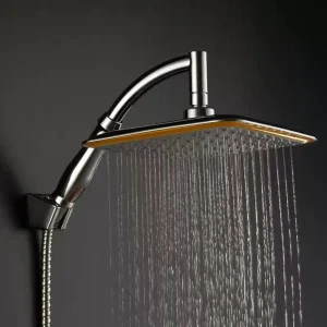 Soffione doccia a pioggia da bagno con rotazione di 9 pollici a 360 gradi, ABS cromato, braccio di prolunga per doccia a risparmio idrico, soffione doccia sottile 1