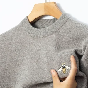 Maglione furetto da uomo invernale caldo girocollo camicia da uomo di mezza età in velluto di lana ispessita lavorata a maglia 1