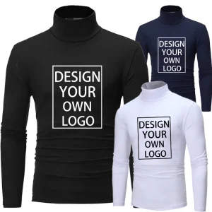 Pullover maglione collo alto da uomo personalizzato fai da te Casual tinta unita maglioni manica lunga caldo lavorato a maglia dolcevita capispalla 1
