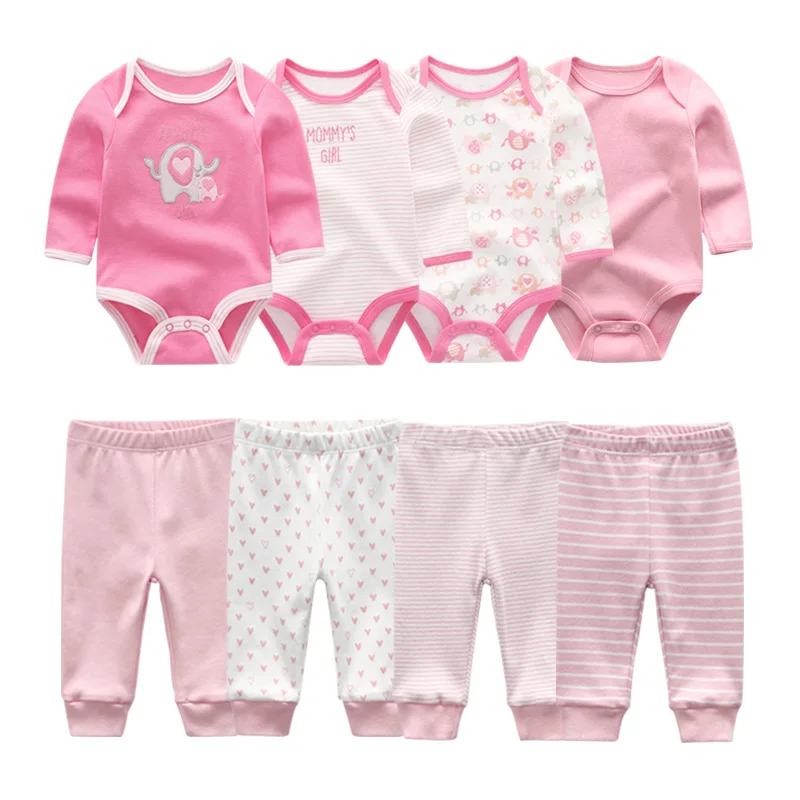 6/8 pezzi tute in cotone + pantaloni set di vestiti per bambina neonato manica lunga vestiti per neonato autunno inverno stampa cartoon Bebes 6