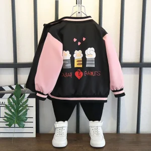 Giacca da baseball per ragazzi Giacca a vento autunnale Capispalla per ragazze per bambini Abbigliamento sportivo Abbigliamento casual Regalo di compleanno di Natale 2-12 anni 1