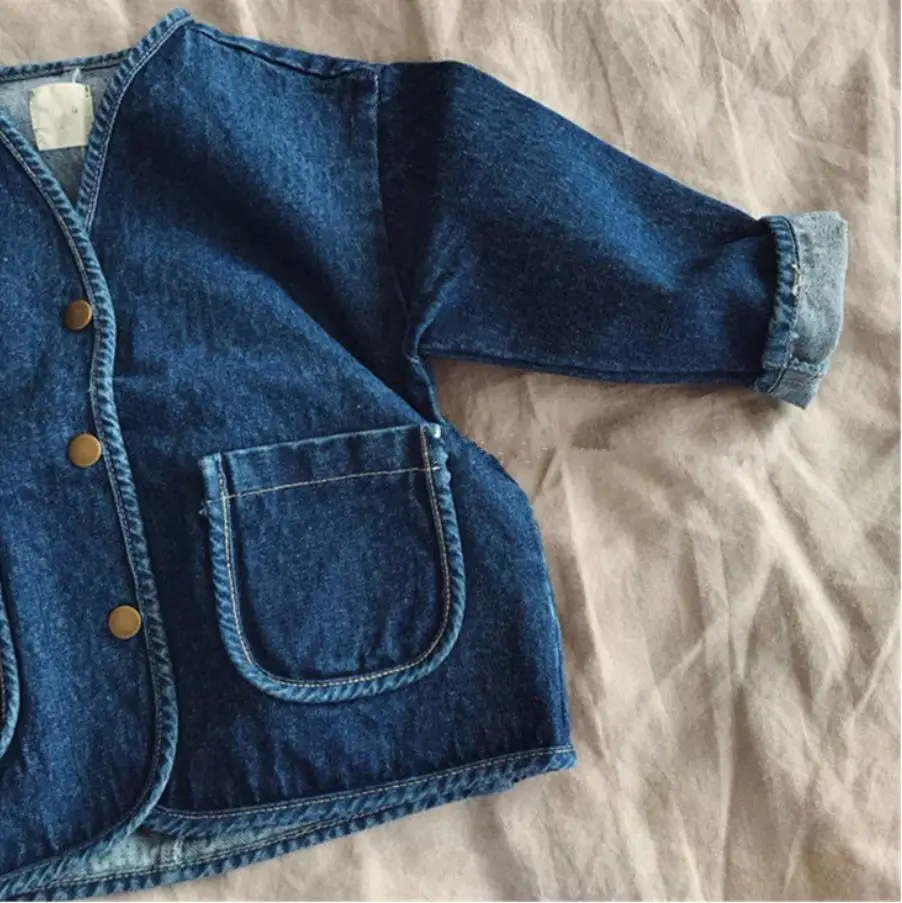 Giacca di jeans per neonati e ragazze cappotto di jeans per bambini primavera e autunno cappotto Casual per bambina giacca per bambini tasca grande 5