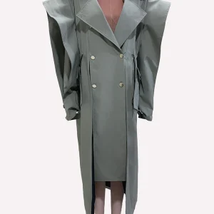 Nerazzurri autunno lungo Trench arruffato oversize per le donne coulisse sciolto elegante lusso Chic soprabito asimmetrico 2024 1