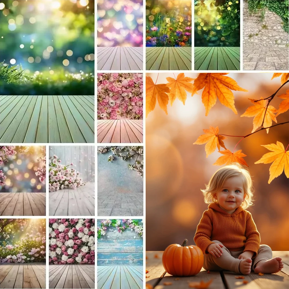 MOON.QG Fiore Verde Erba Parete Sfondo Sfondo Primavera Giardino Foresta Compleanno Ritratto Fotografia Studio Decorazione in mattoni di legno 1