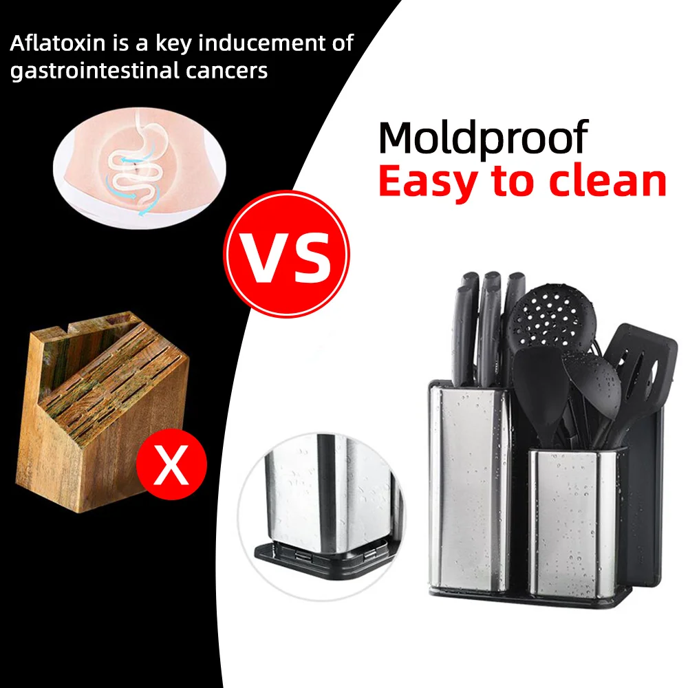 Portacoltelli in acciaio inossidabile Staffa per secchio Portaoggetti Secchio portaoggetti da cucina multifunzionale Accessori da cucina Bacchette 5