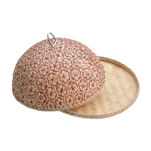 Handmade Bamboo Food Cover with Tray Breathable Tableware Cover Outdoor Picnic Food Protector for Home Kitchen Gadgets 1
