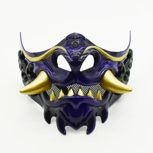 Maschera di Halloween Red Bono Wolf Fang Demone Guerriero Nero Maschera per travestimento in costume di Halloween 1