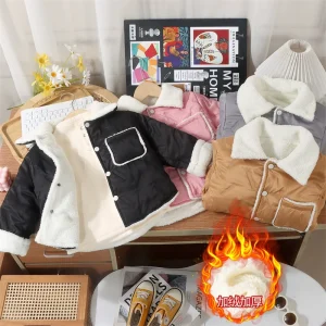 Giacca in cotone per bambini Ragazzi Addensare Cappotto Ragazze Inverno Capispalla caldo Autunno a maniche lunghe Abbigliamento casual Bambini Parka impermeabile 1