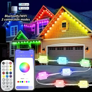 Luci esterne intelligenti RGBIC Luce esterna permanente Luci per grondaia WIFI Funziona con Alexa Google Assistant per la decorazione della festa in casa 1